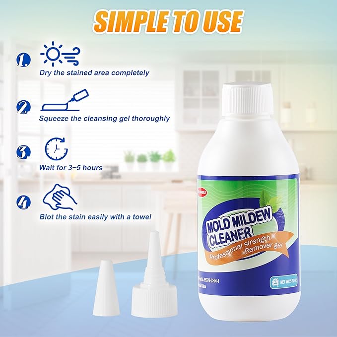 GELIVABLE Powerful Stain Remover Gel Cleaner Whitening Deep Cleaner for Washing Machine Seal, Bathroom Grout, Walls, Shower, Kitchen Sinks and Refrigerator Strips - 5 Fl Oz