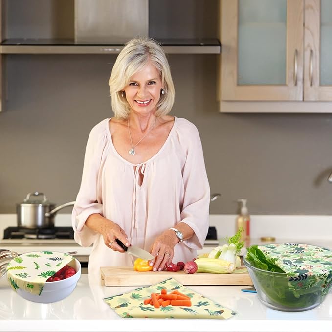 Reusable Beeswax Wrap - 9 Pack Beeswax Wraps for Food, Eco-Friendly Beeswax Food Wraps, Bread Sandwich Wrapper - Organic, Sustainable, Zero Waste, Reusable Plastic-Free Food Wrap, 1XL, 3M, 5S