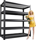 PKDYEZ Garage Shelving 5-Tier Adjustable Metal Garage Shelves Heavy Duty Unit,3000 LBS Steel Shelf Storage Rack Suitable for Industries,Warehouses,Basement,Black(Wire-72''H x 59''W x 19.7''D)