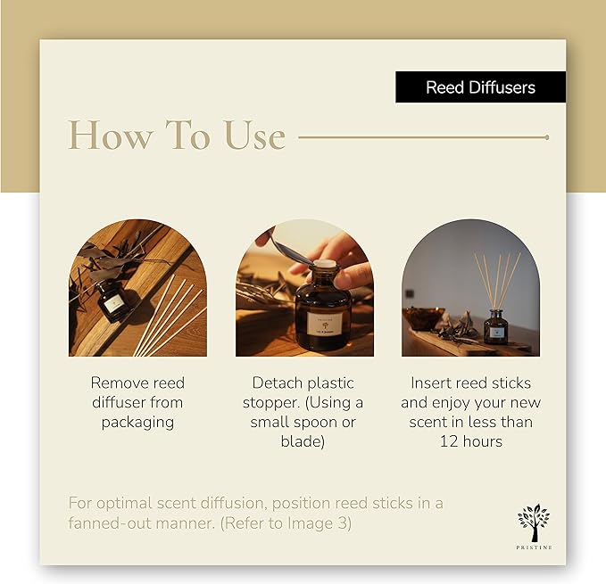 PRISTINE English Country Inn/Inspired by Ritz Carlton Reed Diffuser for Home | Fresh Blend of Strawberry, Vanilla, Musk Reed Diffuser Set, Oil & Reed Diffuser Sticks | Home & Office Decor | Fragrance