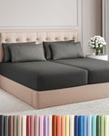Split King 7 Piece Sheet Set - Comfy Breathable & Cooling - Soft Hotel Luxury Bedding Set with 8-16 Inch Deep Pockets - 1 Flat & 2 Fitted Sheet & 4 Pillowcases - Wrinkle Free & Easy Care - Charcoal