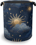Sun Moon Stars Laundry Basket,Oxford Cloth Laundry Hamper with Handle Foldable Portable Clothes Storage Basket for Bathroom Bedroom Dorm Room 16" x 20.8"