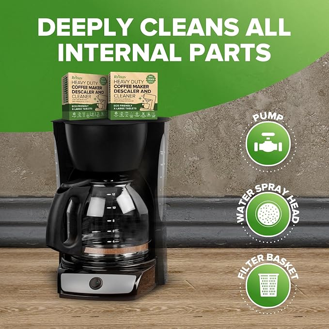 Renuv® Dishwasher Cleaner + Coffee Maker Cleaner Bundle - Heavy Duty Kitchen Appliance Deep Cleaning, Descaling, (12 Tablets of each)