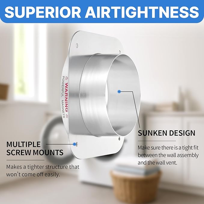 Magnetic Dryer Vent Connector Kit, DV180 Airtight Seal Coupling, Strong Magnet Quick Connection Self-Alignment Easy to Clean Included a 3ft 4" Duct & 2 Clamps