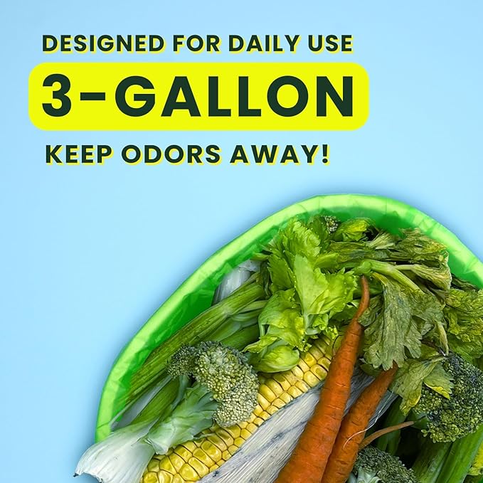 TERRACOR 3 Gallon Compostable Trash Bags, Compost Bags for Countertop Bin, 200 Count (Pack of 2) BPI Certified and Meet The ASTM D6400 Standard