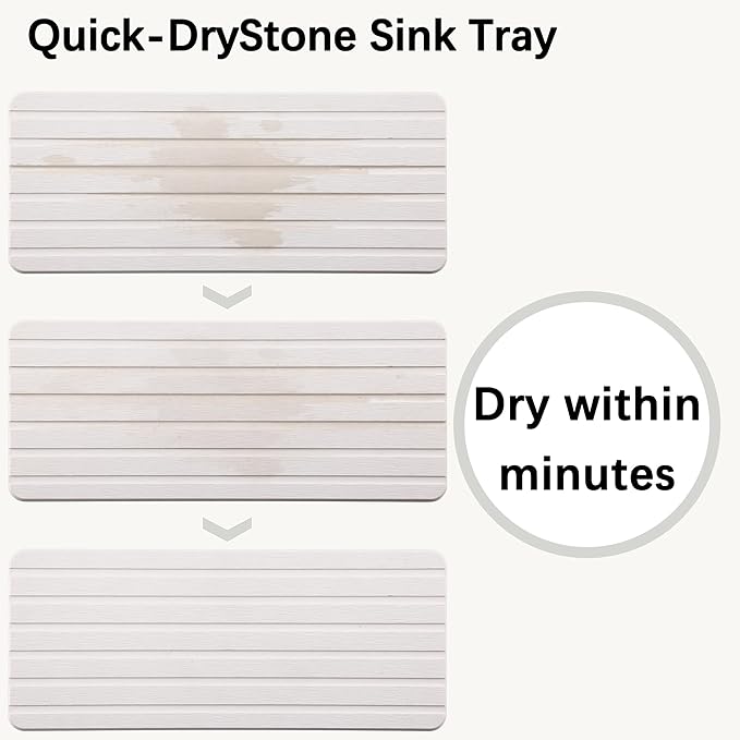 NiuYichee 2 PCS Water Absorbent Diatomite Coasters (9.5" x 4"), Grooved Design, Water Absorbing Stone Used for Hand Soaps & Plants & toiletries in The Modern Home