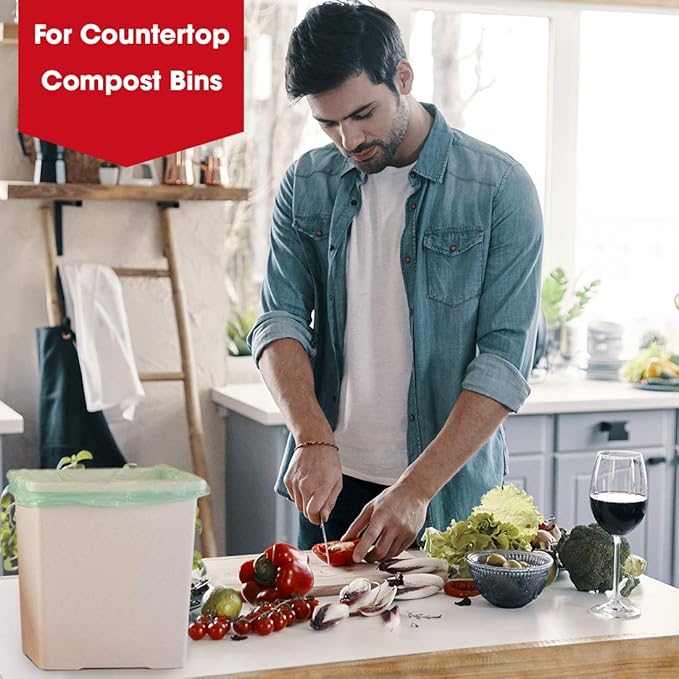 Compost Bags, Compostable Trash Bags 2.6 Gallon Compostable Bags Small 300 Count Compost Bags for Countertop bin Extra Thick 0.71 Mil. ASTM D6400 Certified By BPI and TÜV AUSTRIA 2.6 Gallon, 300 Units