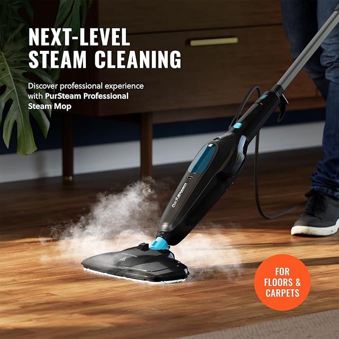 PurSteam Professional Steam Mop | Multi-Surface Floor Cleaner for Hardwood, Tile, Laminate & Carpet | Fast Heating, Lightweight & Chemical-Free Cleaning