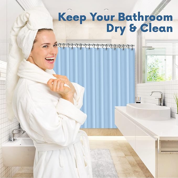 Premium Shower Curtain Liner, 72" W X 70" H - PVC-Free, 6G PEVA Shower Curtain with 12 Rust Proof Grommets and Magnet-Weighted Bottom Hem - Moisture Stain Proof Shower Curtain Liner - Light Blue