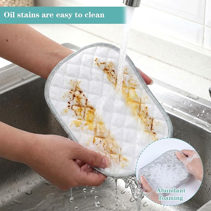 10Pcs Wire Dishwashing Cloth Multipurpose Non Scratch Wire Dishcloth Cleaning Rags with Multi-Layer Cotton Thread Reusable Metal Dish Cloth for Dishes Kitchen Cleaning