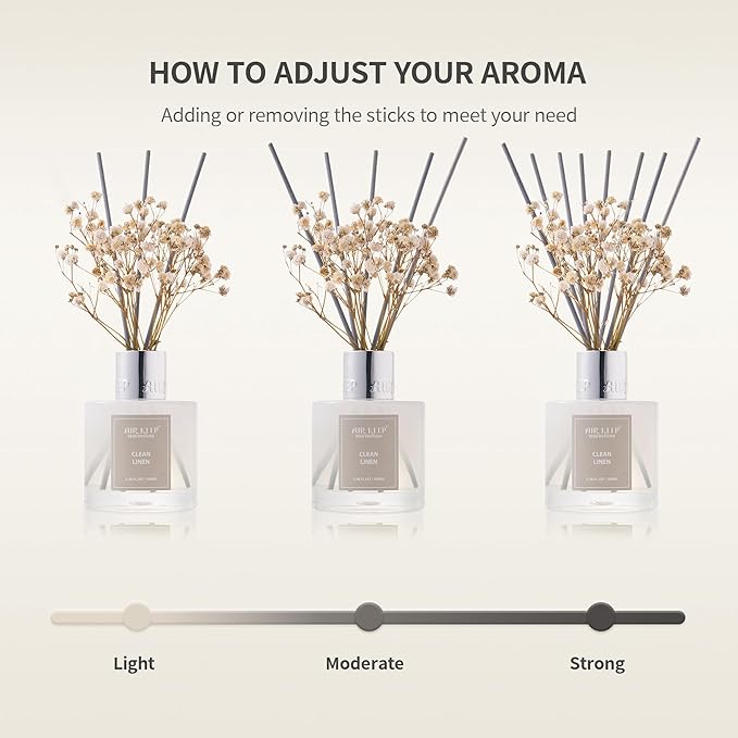 Airkeep Reed Diffuser Set,3.38 fl oz (100 ml) - Black Forest Oil Diffusers with 8 Reed Sticks, Home Fragrance Reed Diffuser for Bathroom Shelf Decor