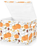 Thanksgiving Baskets Collapsible Storage Bins with Lids, Pumpkin Leaf Fall Autumn Thanksgiving Storage Boxes Clothes Baskets for Organizing
