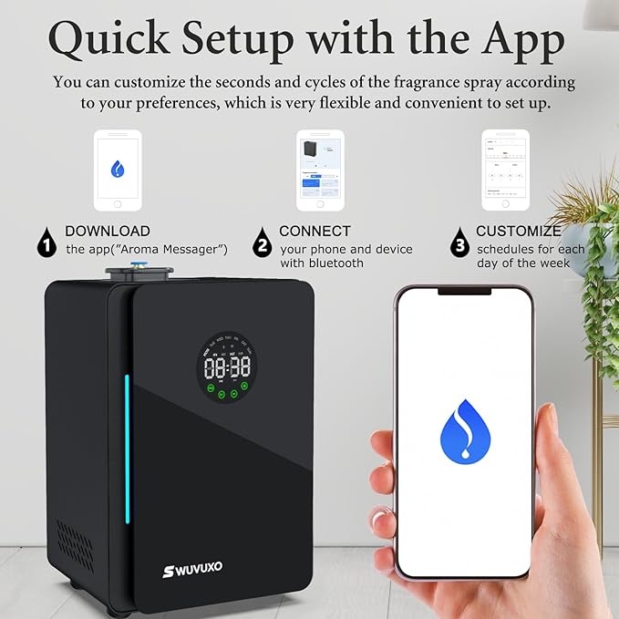 Hotel Scent Diffuser with Power Cold Air Technology, HVAC Scent Diffuser Cover Up to 3000 Sq. Ft, Aroma Scent Air Machine for Home | Commercial Waterless Aromatherapy Diffuser for Large Room - Black