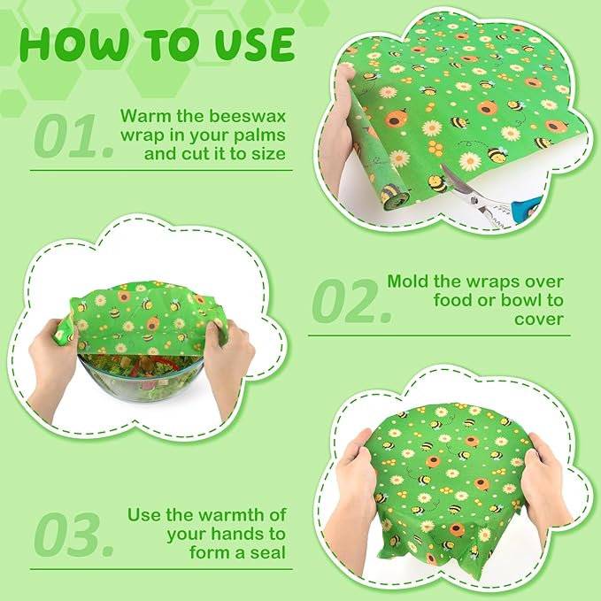 Beeswax Food Wraps,13x39 Inch Honeycomb Bread Wrap Eco-Friendly Reusable Bread Storage Bags Kitchen Food Storage Organic Beeswax Plastic Wrap