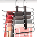 HUITEM Space Saving 6 Tier Pant Hangers, Anti-Slip, Stainless Steel, 2 Pack, Black