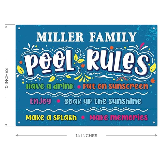 Custom Pool Sign, Pool Rules Make Memories For Pool Decor Sign, 10x14 Inches, Rust Free .040 Aluminum, Fade Resistant, Made in USA by Sigo Signs