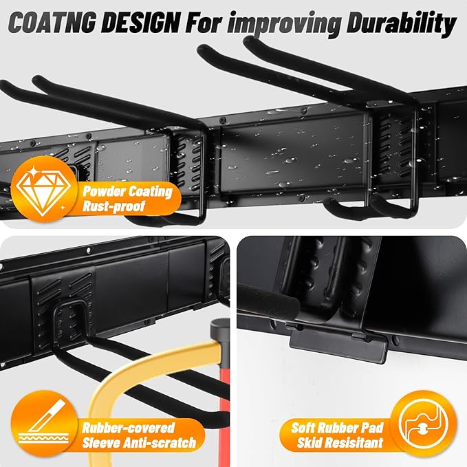32‘’/48‘’ Garage Storage, Garage Organization, Garden Tool Organizer Wall Mount, 420lbs Adjustable Heavy Duty Metal Hanging Hooks, Yard Rack Hanger System Shovel Rake Broom Ladder Holder, Men Gift