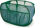 Collapsible Laundry Baskets, Upgrade Pop Up Laundry Hamper with Convenient Bags, Foldable Laundry Basket Mesh Light Weight, Easy to Carry Clothes Hampers for Laundry, Dorm, Toys, Travel Green