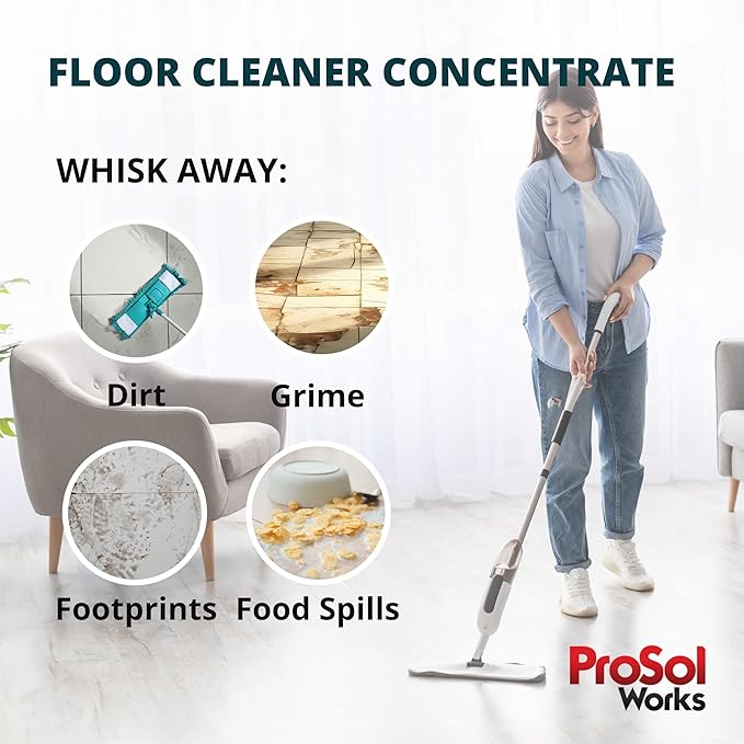 PROSOL WORKS Wood Floor Cleaner 16 oz - Floor Cleaning Spray Great for Various Floor Types Like Tile, Linoleum, Vinyl, Laminate Flooring & Hardwood - Surface Cleaner for Floors, Stain, Dirt & Grime