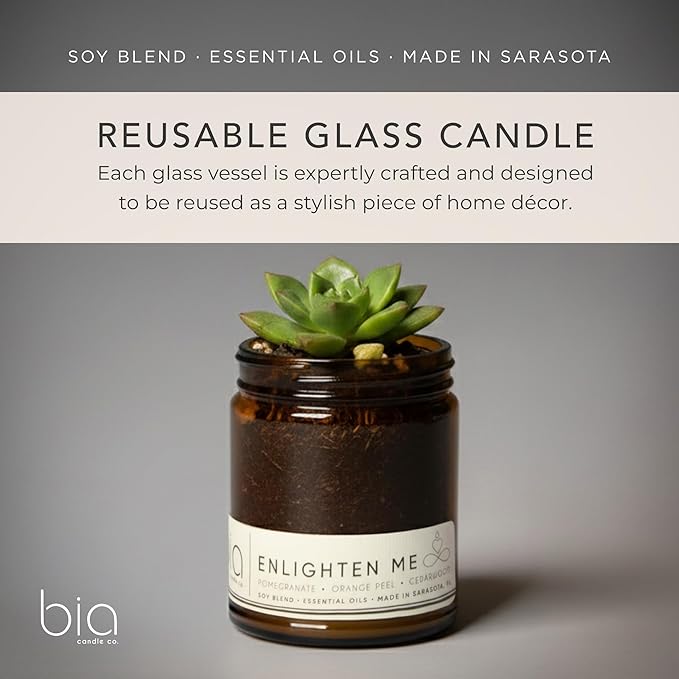 Bia Candle Co Soy Blend Candle, Sweet Orange Peel, Pineapple & Pomegranate Over Vanilla Cedar – Clean Soy Wax, Made in USA – Enlighten Me Scent,7 oz