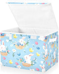 Bolaz Cute Bunny Easter Egg Pattern Storage Bins with Lids and Handles, Storage Box Basket with Cover Collapsible Organizer Containers for Home Closet, Shelves