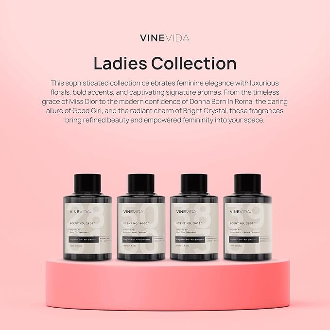 VINEVIDA Ladies Collection (Pack of 4) - Diffuser Fragrance Oil Set - Cold Air Diffuser Oil | Luxury Essential Oils for Diffuser