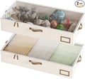 COYACOOL Under Bed Storage, Under Bed Storage Containers Bins for Clothes, Large Linen Underbed Closet Organization Bins, 2 Pack Collapsible Underbed Bin Dorm for Clothes, Sweater, Beige