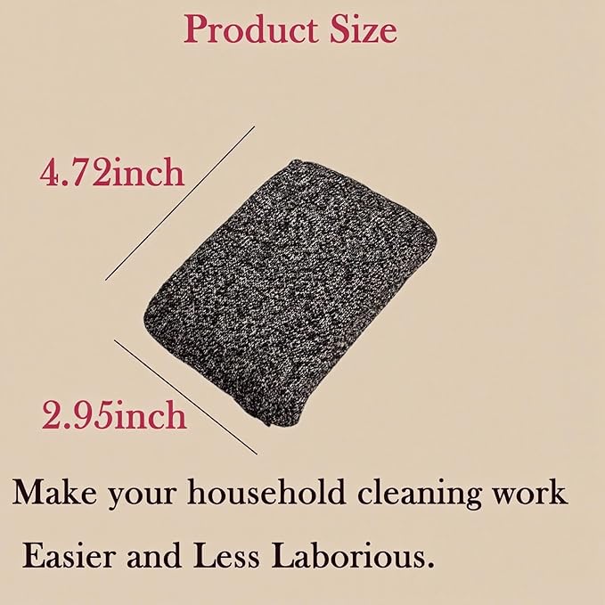 Heavy Duty Kitchen Sponge, 2-Pack Grey Scrubber, Scratch-Free and Cut-Resistant for Non-Stick Cookware, Multi-Purpose Cleaning Supplies for Kitchen and Bathroom Sinks
