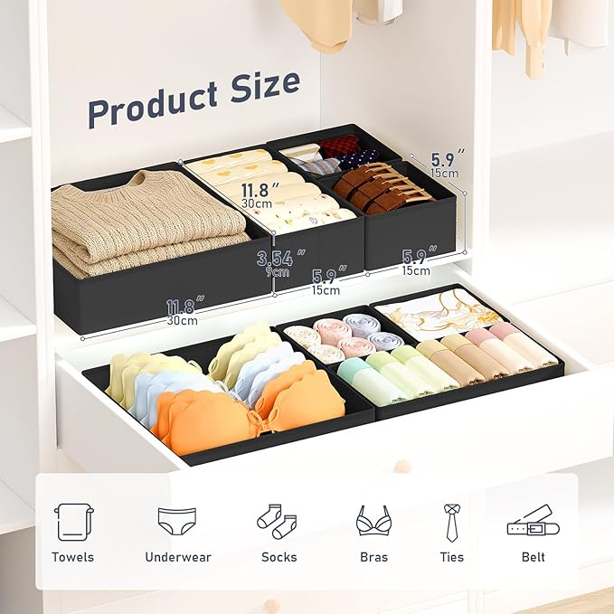 DIMJ Drawer Organizer Clothes Storage - 21 Pack Baby Dresser Organizer for Nursery Closet Organization, Fabric Drawer Organizer Bins for Underwears Socks Bras, Foldable Storage Dividers for Bedroom