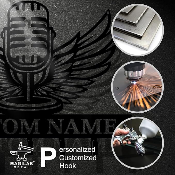 Personalized Custom Music Wall Hooks,Metal Music Room Art Clothes Hooks,Metal Music Wall Home Storage Decorative,For Front Door, Hallway, Kitchen, Bedroom,Keys,Hats (Style C)