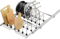 Pull Out Pots and Pans Organizer Under Cabinet, Sliding Adjustable Pot Rack with 15 Adjustable Dividers, Chrome-Plated Pot and Pan Holder Rack, Full-Extension Rail for Kitchen Organization 20" W*22" D