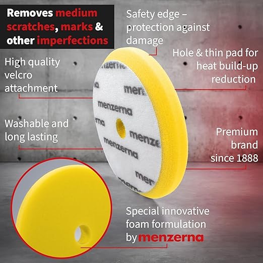 menzerna Signs of use Remover Kit I Car polishing Set with Menzerna Medium Cut 2500 (16oz) and 6 Inch Polishing Pad I Moderate Scratch Repair Kit for All Types of Vehicles