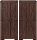 Set of 2 Farmhouse Storage Cabinet with Adjustable Shelves, Large Pantry Organize with 2 Barn Doors, Tall Freestanding Cabinet for Kitchen, Bathroom, Garage, Living, Utility Room, Brown
