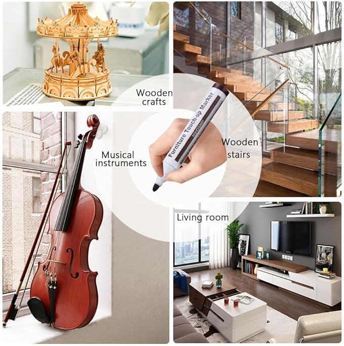 Flybunny Repair Pen Wooden Furniture Floor Scratch Repair Markers and Wax Sticks Set of 21 for Stains, Scratches, Wood Floors, Tables, Desks, Carpenters, Bedposts, Touch Ups, and Cover Ups