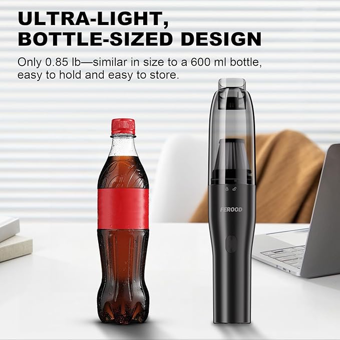 4-in-1 Car Vacuum, Mini Handheld Portable Cordless, 6.5kPa Strong Suction, Ultra-Quiet 60dB, 0.85 lb for Car, Desk & Small Spaces,USB-C Rechargeable 2 Washable HEPA Filters,Ideal Gifts for Men & Women