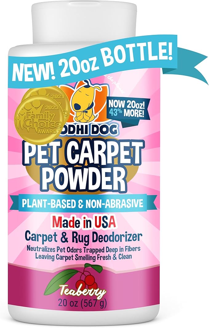Bodhi Dog Natural Carpet Deodorizer Powder - Dry Pet Smell Eliminator & Urine Odor Remover - Loosens Fur & Dirt - Plant-Based Room Freshener for Vacuuming Home with Pets - Teaberry (Pack of 1)