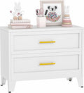 Metal Dresser for Bedroom 2 Drawers Dresser Metal Storage Dressers Organizer,24.8" H White Drawer Chest, Closet Organizers for Living Room, Hallway, Closet