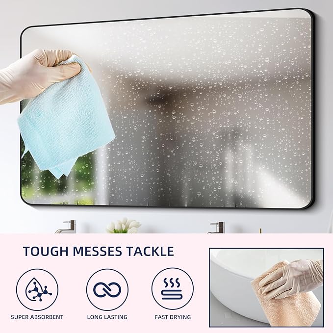 & PLUSH Microfiber Cleaning Cloth Roll - 70 Pack, Tear Away Microfiber Towels, 12" x 12", Reusable, Washable, Streak Free, Ultra Absorbent Dish Rags for Car, Home, Garage or Shop (Blue and White)