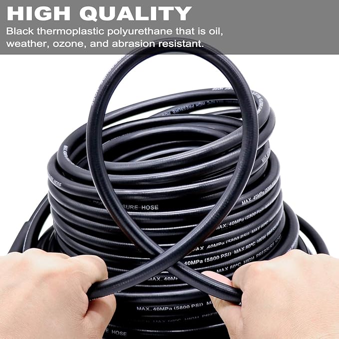 Sewer Jetter Kit 100FT for Pressure Washer, 5800PSI Drain Cleaner Hose 1/4 Inch NPT Corner Rotating and Button Nose Sewer Jetting Nozzle Spanner Waterproof Tape Pearl Corsage Pin