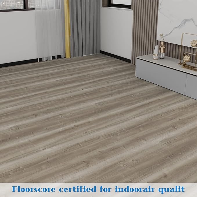 Lareko 54 Sq.Ft,Wood Peel and Stick Floor Tiles,36 Pack Grey Vinyl Flooring (No Adhesive Residue) 36"×6" Waterproof and Non-Slip Laminate Flooring for Renters Bathroom, Living Room (Winter）