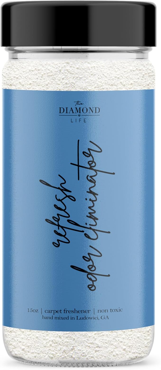 The Diamond Life Home “REFRESH” Carpet Deodorizer Powder – Natural Odor Eliminator for Carpets, Upholstery, Pet Urine, Dog Beds & Cat Litter Boxes – Pet-Friendly – Country Potpourri Scent