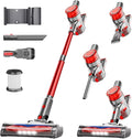 fenhua Cordless Vacuum Cleaner, Powerful Stick Vacuum Cleaner for Home with Rechargeable Battery, 6-in-1 Lightweight Handheld Vacuum, 45 Mins Runtime for Hardfloor & Carpets Pet Hair (red)