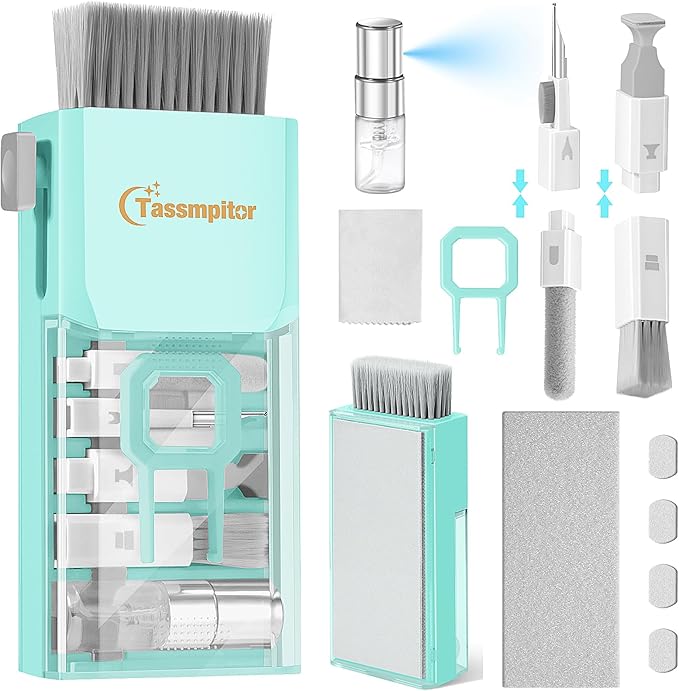 Tassmpitor Laptop Cleaning Kit, All in 1 Keyboard Cleaning kit for MacBook iPad iPhone, Compact Keyboard Cleaner with Brush and Spray for Tablet, Airpods, Earbud, Computer Screen, PC Monitor