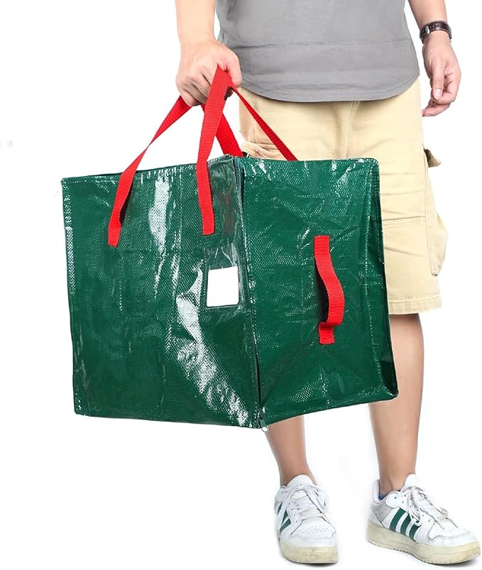 Shappy 6 Pcs Heavy Duty Christmas Storage Bags Extra Large Ornaments Container Moving Bags Xmas Decoration Organizer Storage Bag(Green,48 x 20",30 x 16",12 x 12")