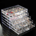 Earring Storage Box Organizer, Acrylic Jewelry Storage Box Holder 5 Drawers Transparent Jewelry Display Stand with 120 Small Compartments Gift Boxes for Women Girls (Clear)