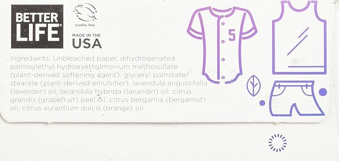 Better Life Dryer Sheets, Fabric Softener Sheets for Fresh Laundry, Lavender Grapefruit, 80 Count