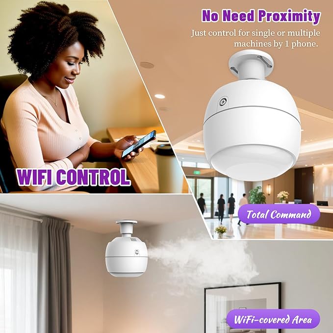 Smart AI Control Essential Oil Diffuser, Ultrasonic Aromatherapy Fragrant Oil Humidifier Vaporizer, Timer and Auto-Off Switch with Essential Oil (Ceiling-Mounted)