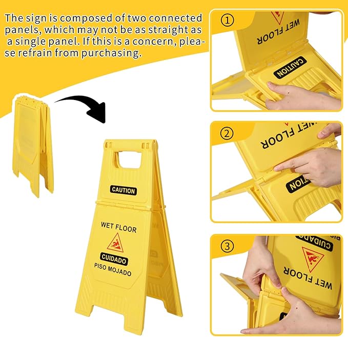 Midoneat Side Press Wringer Combo Commercial Mop Bucket on Wheels, 35 Quart,Yellow, Including Wet Floor Caution Sign（24Inch） and One Industrail Mop