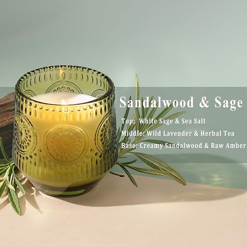 2 Pcs Soy Wax Scented Jar Candles Set, Sandalwood Sage & Citrus Lavender- Scented Candles for Home, 7.5oz Each, Up to 52 Hours Burn Time, Decorative Aromatherapy Candle for Relaxation & Luxury Gifting
