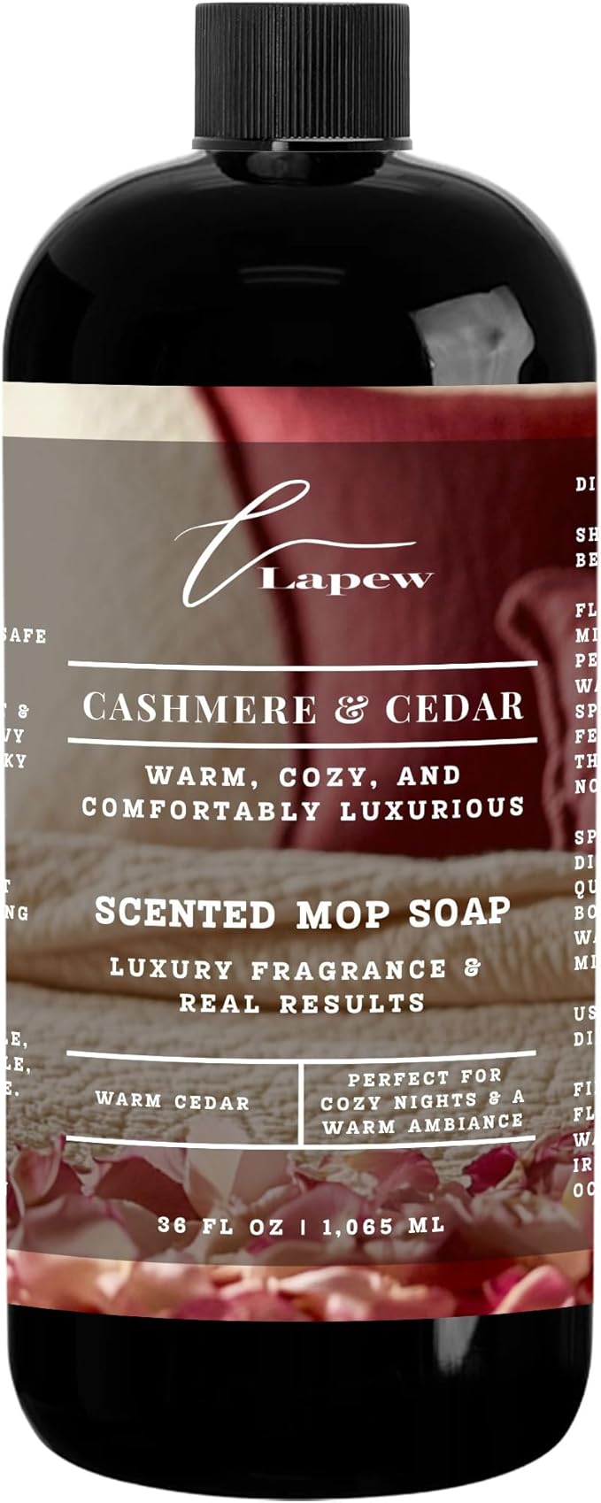 Lapew Cashmere Cedar Scented Mop Soap Concentrate 36 oz | Premium Fragranced Floor Cleaner | Streak-Free | Hard Floor Cleaning Solution | Eco Friendly | Made in USA